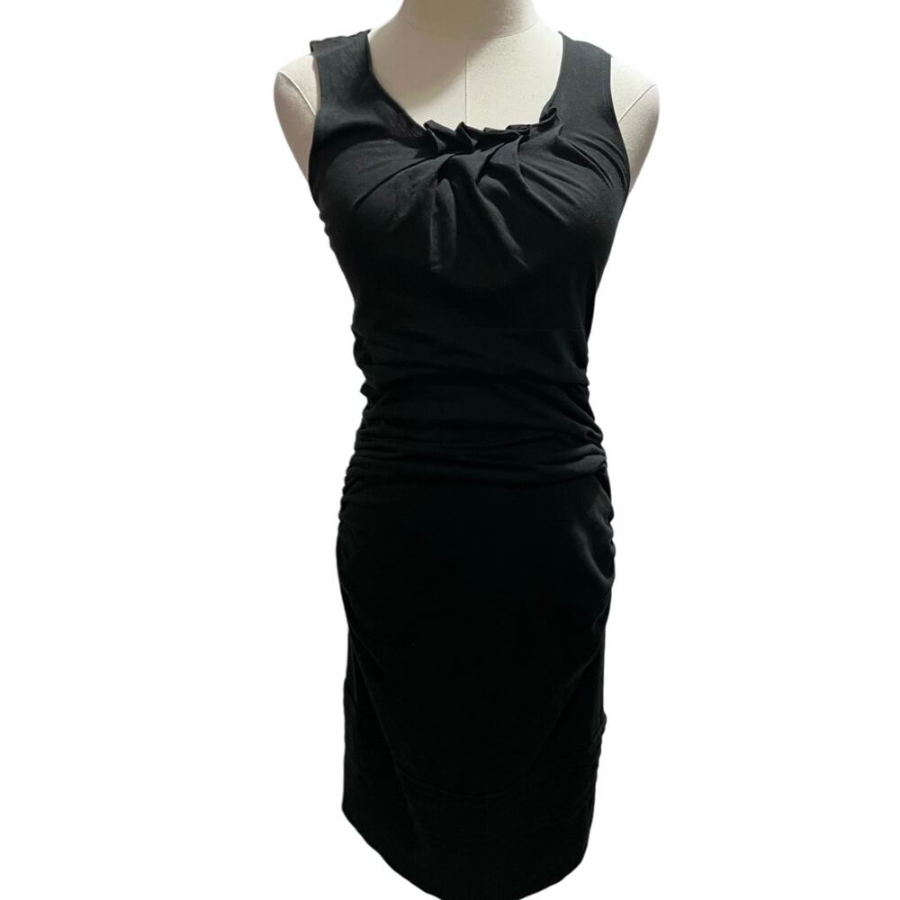 Prada Womens Sleeveless Runway Ruched Sheath T-Shirt Dress Black Size Medium